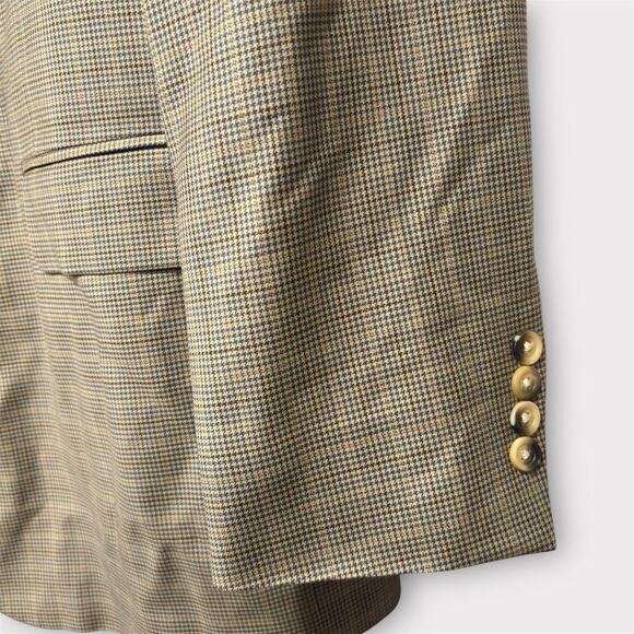 Nautica Men's Brown Blue Plaid Houndstooth Wool Cashmere Jacket Blazer 46L - Picture 4 of 10